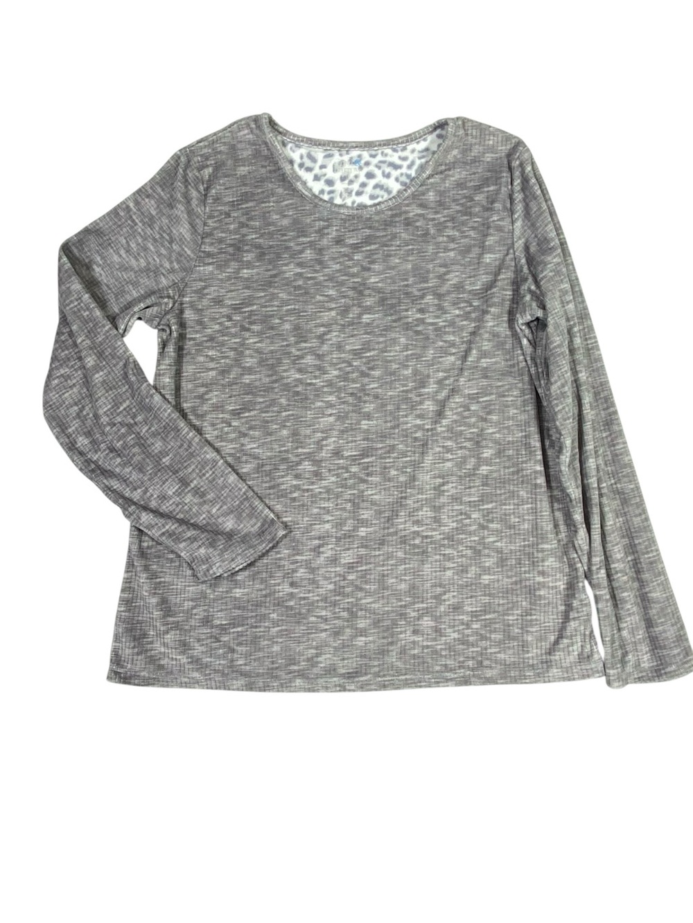 Croft & Barrow Pajama Top Women's M Gray Faux Fur Long Sleeve Soft Loungewear